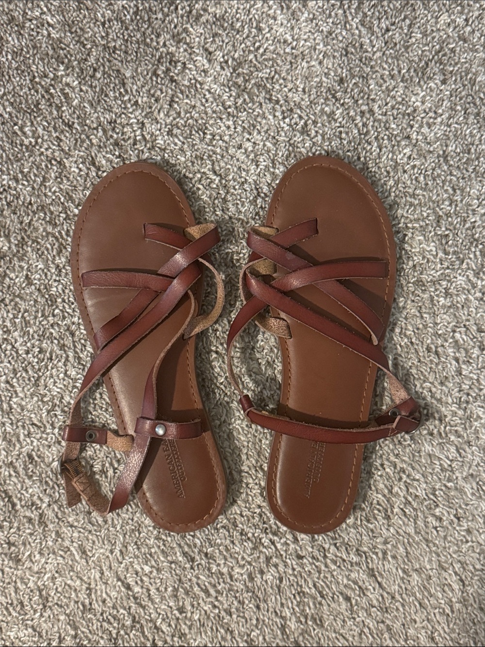 American Eagle Women’s Strappy Leather Sandals - Brown